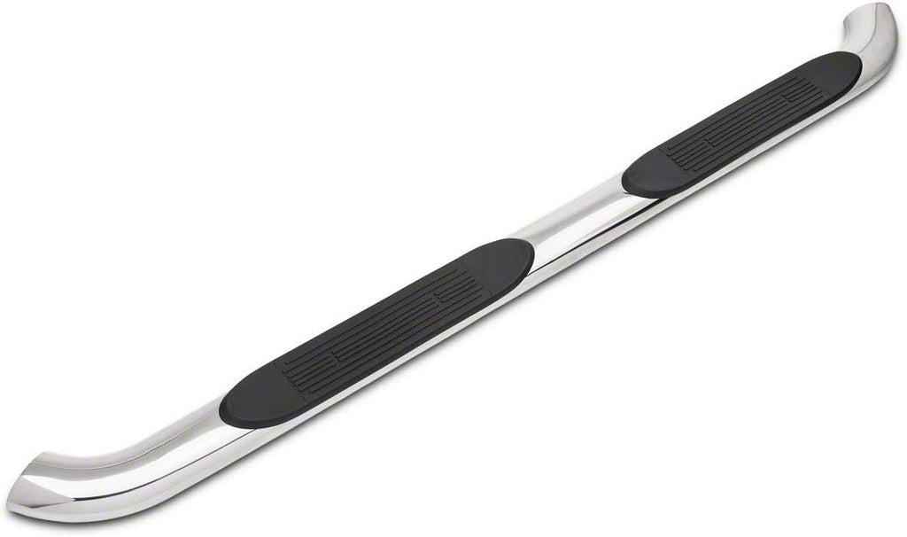 4-Inch Oval Bent End Side Step Bars; Rocker Mount; Stainless Steel B1207