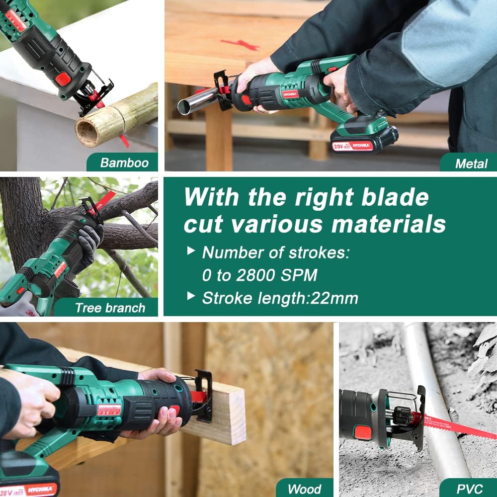 Cordless Reciprocating Saw 20V 2Ah 2 Batteries 4 Saw Blades M5157