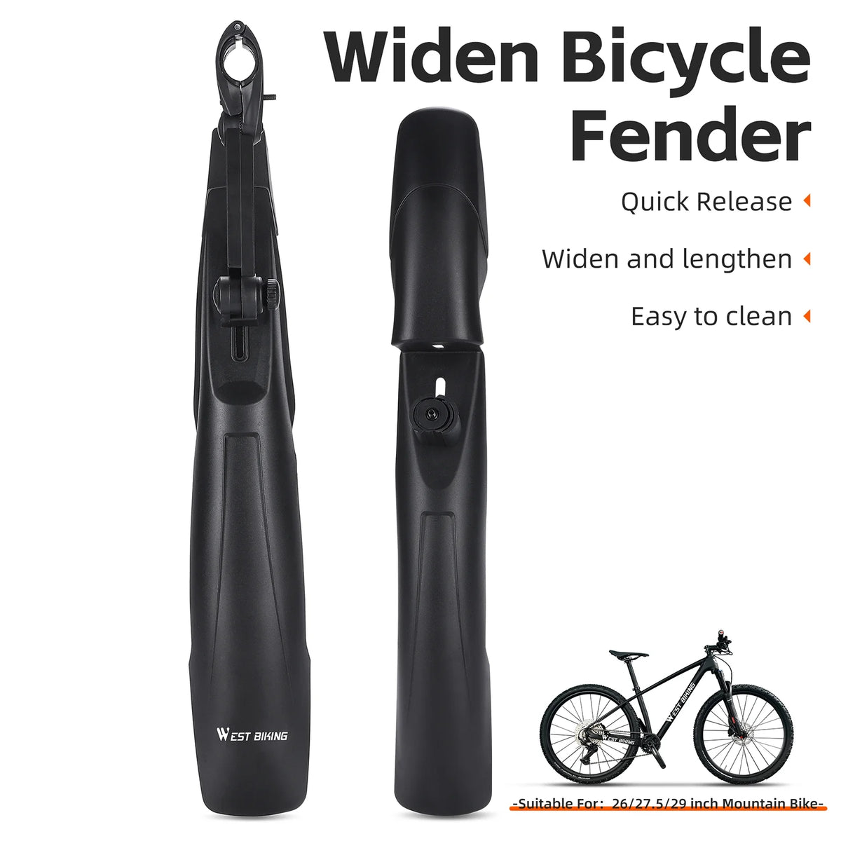Adjustable Universal Bike Mudguards for 26-29in Bicycles, Front and Rear G919