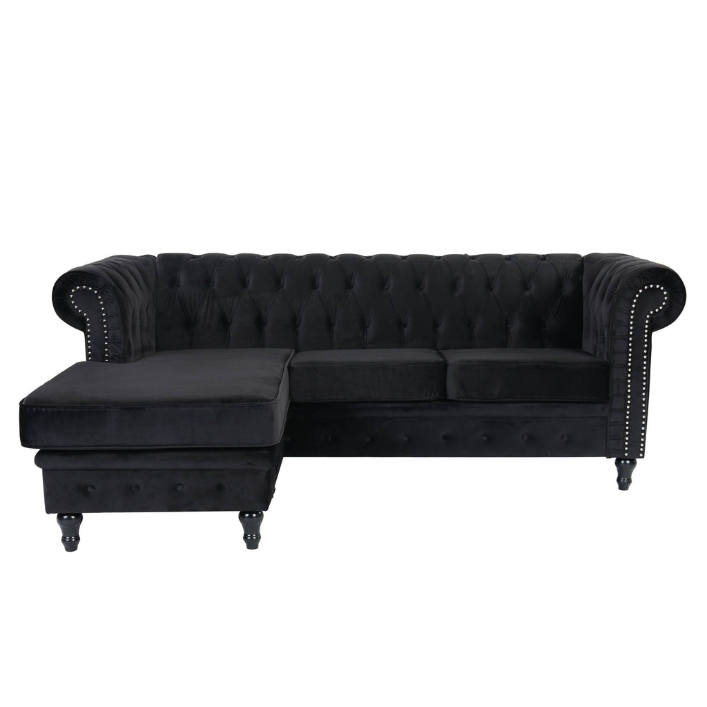 Red Velvet Rolled Arm Sofa with Ottoman B745