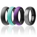 Turquoise Silicone Twin Brushed 6mm Ring Set N870