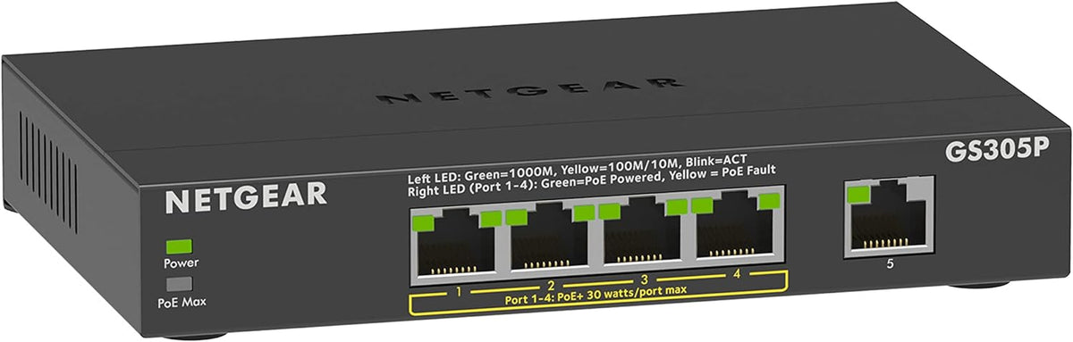 5-Port Gigabit Ethernet Unmanaged PoE Switch with 4 x PoE+ @ 83W Q5298