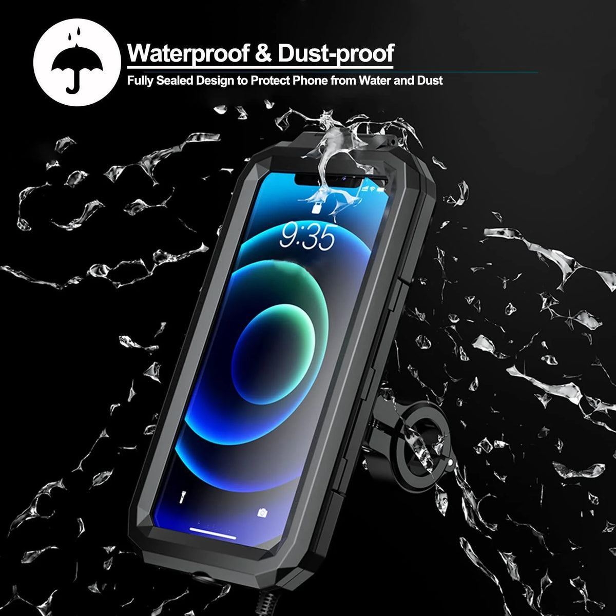 Waterproof Motorcycle Phone Mount 360° Ball Rotation Bike Cellphone Holder X695846