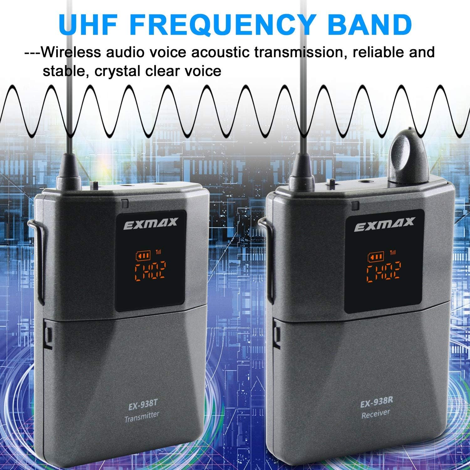 Wireless Headset Microphone Tour Guide System (1 Transmitter 20 Receivers with Silver Aluminum Storage Case) W93395