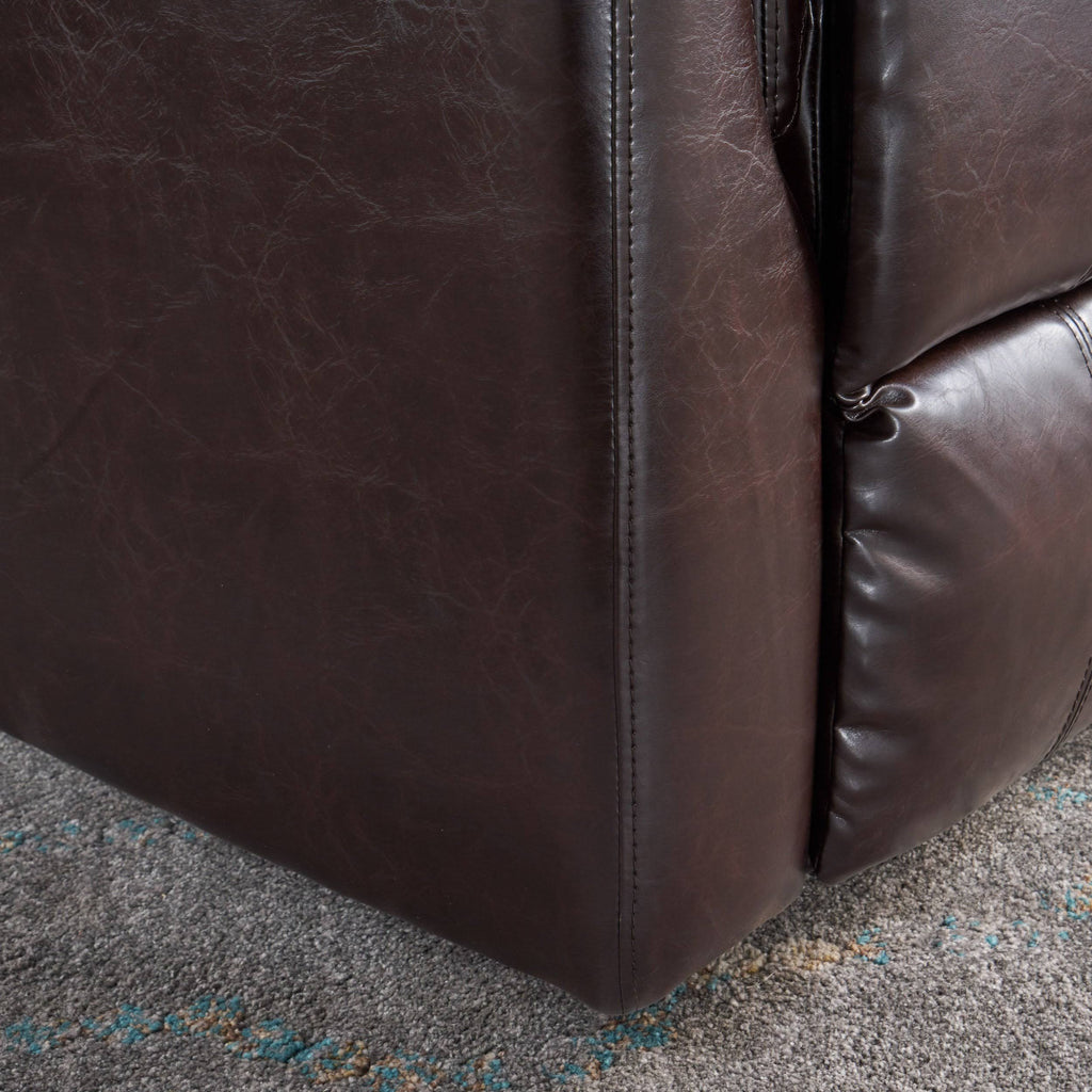 Tufted Brown Leather Swivel Gliding Recliner Chair F192650