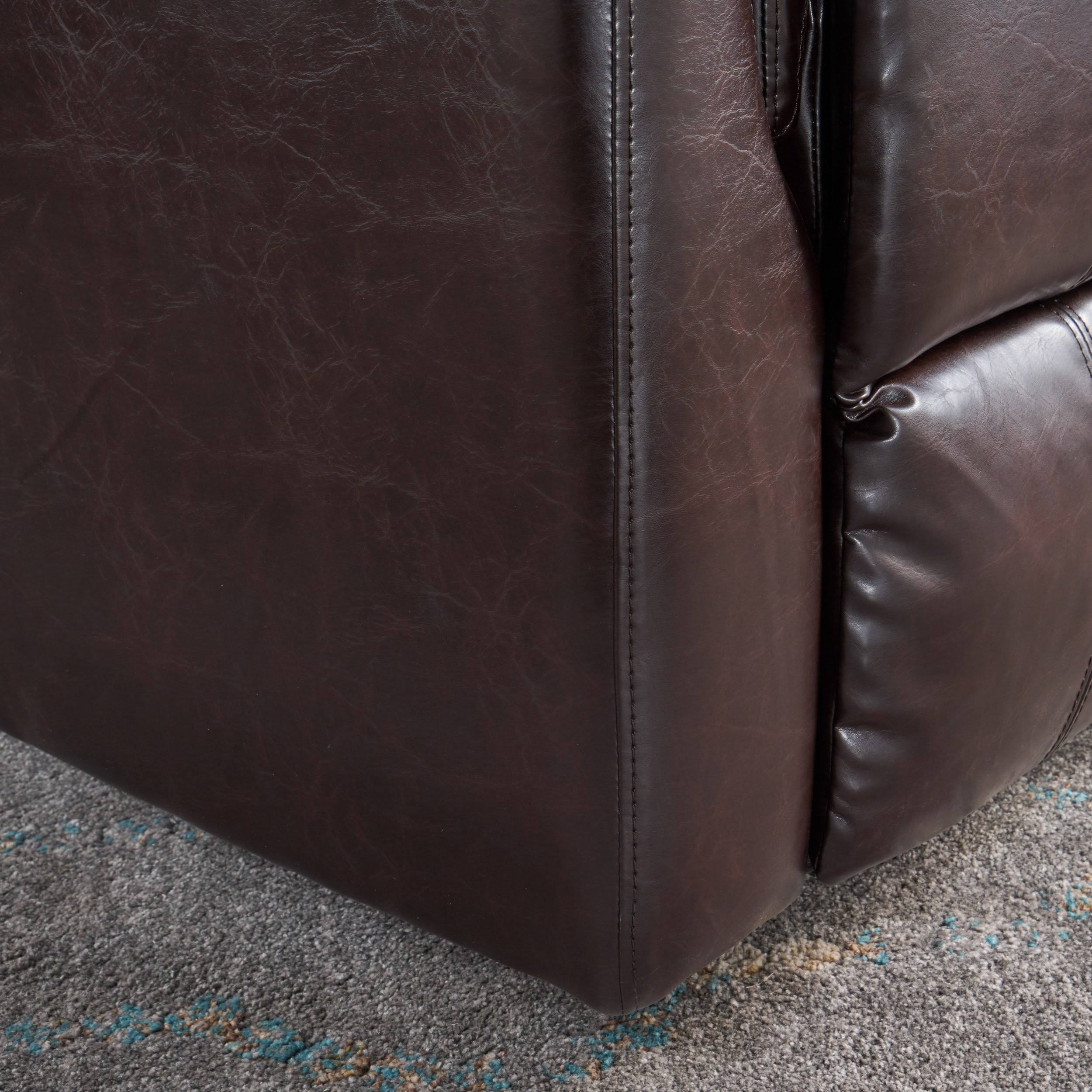 Tufted Brown Leather Swivel Gliding Recliner Chair F192650