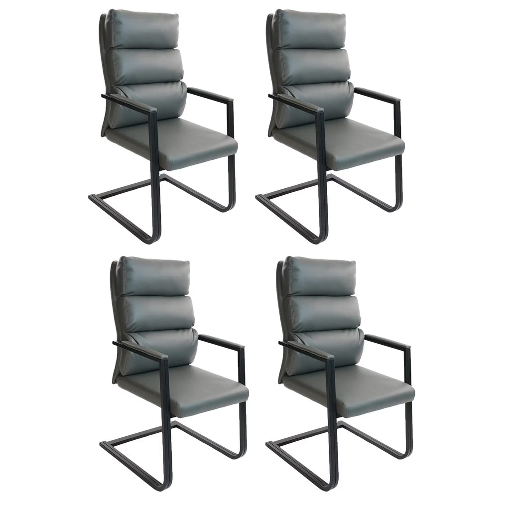 Gray 4 Pack Bonded Leather Office Guest Chair with Sled Base S847143