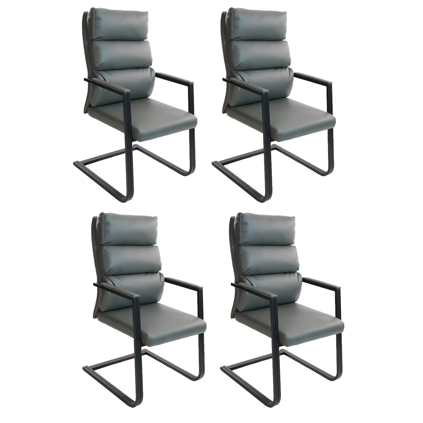 Gray 4 Pack Bonded Leather Office Guest Chair with Sled Base S847143