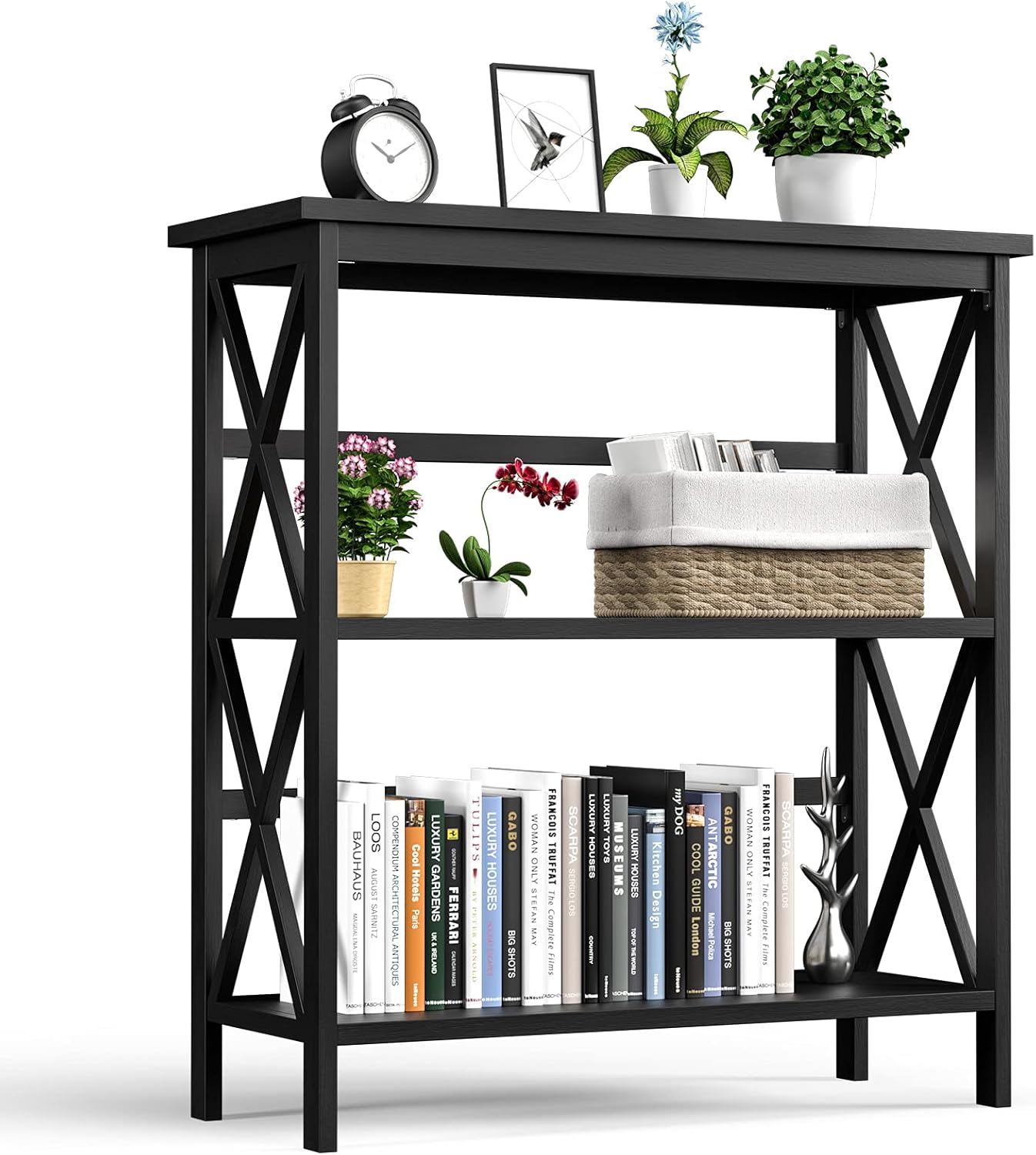 White 3-Tier Wooden Bookshelf K7380