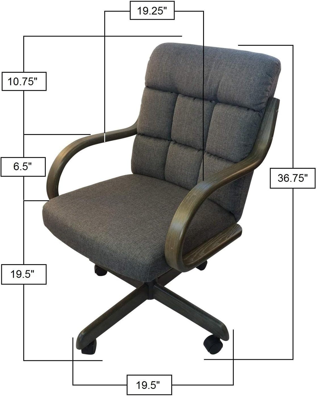 Smoke Tweed Swivel Tilt Caster Arm Chair M654925
