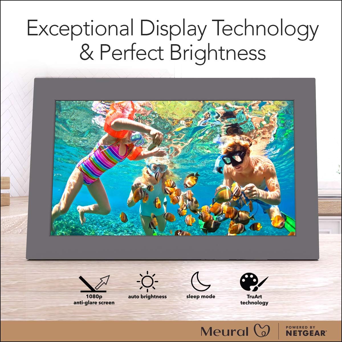 Digital Photo Frame with WiFi 13.5"x7.5" Built-in Stand and Wall Mount F7024