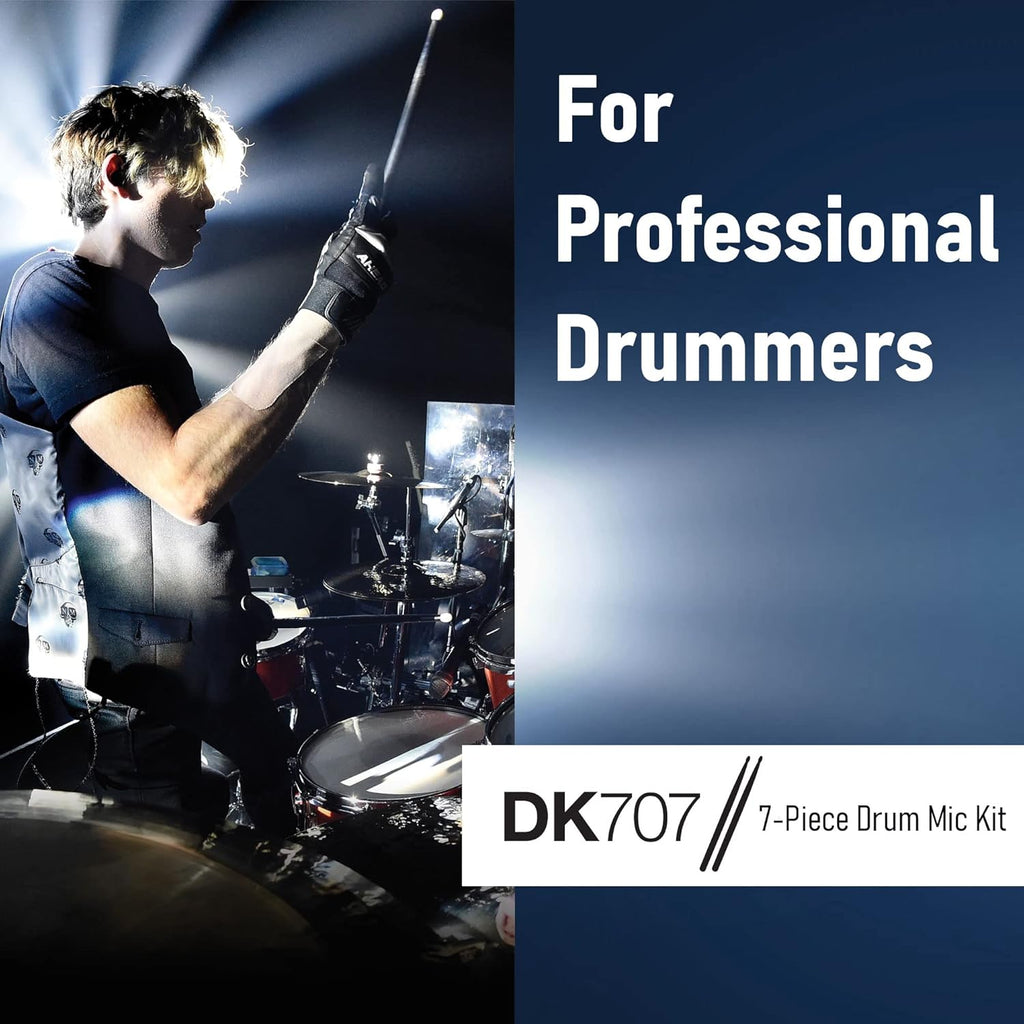7-Piece Drum Microphone Kit with 2 Mic Boom Stands and 7 XLR Mic Cables Z6488