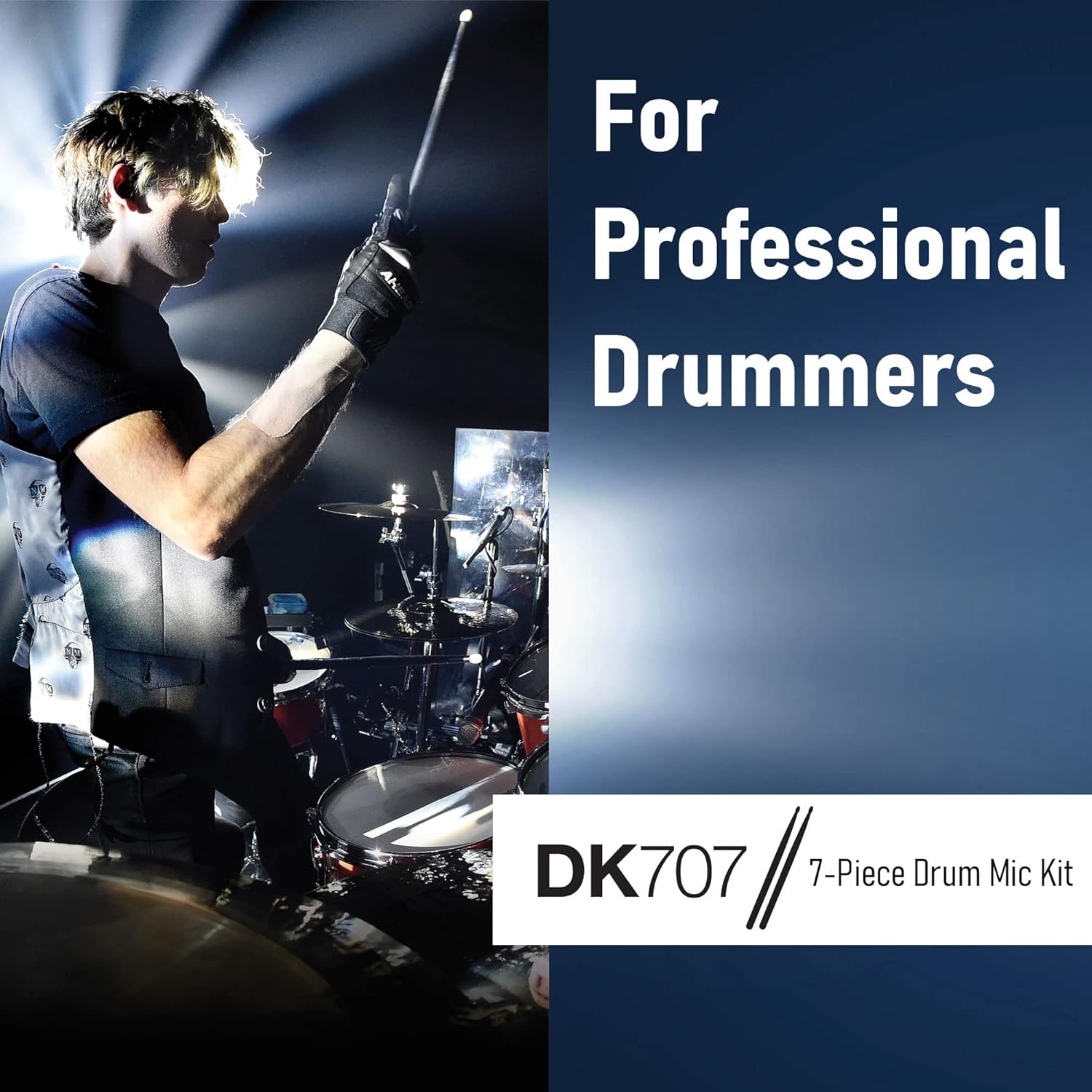 7-Piece Drum Microphone Kit with 2 Mic Boom Stands and 7 XLR Mic Cables Z6488