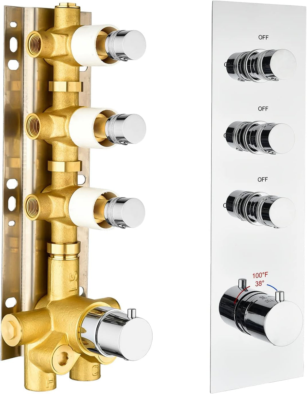 Brushed Nickel Solid Brass Shower Diverter Thermostatic Mixer Valve with Trim S109445