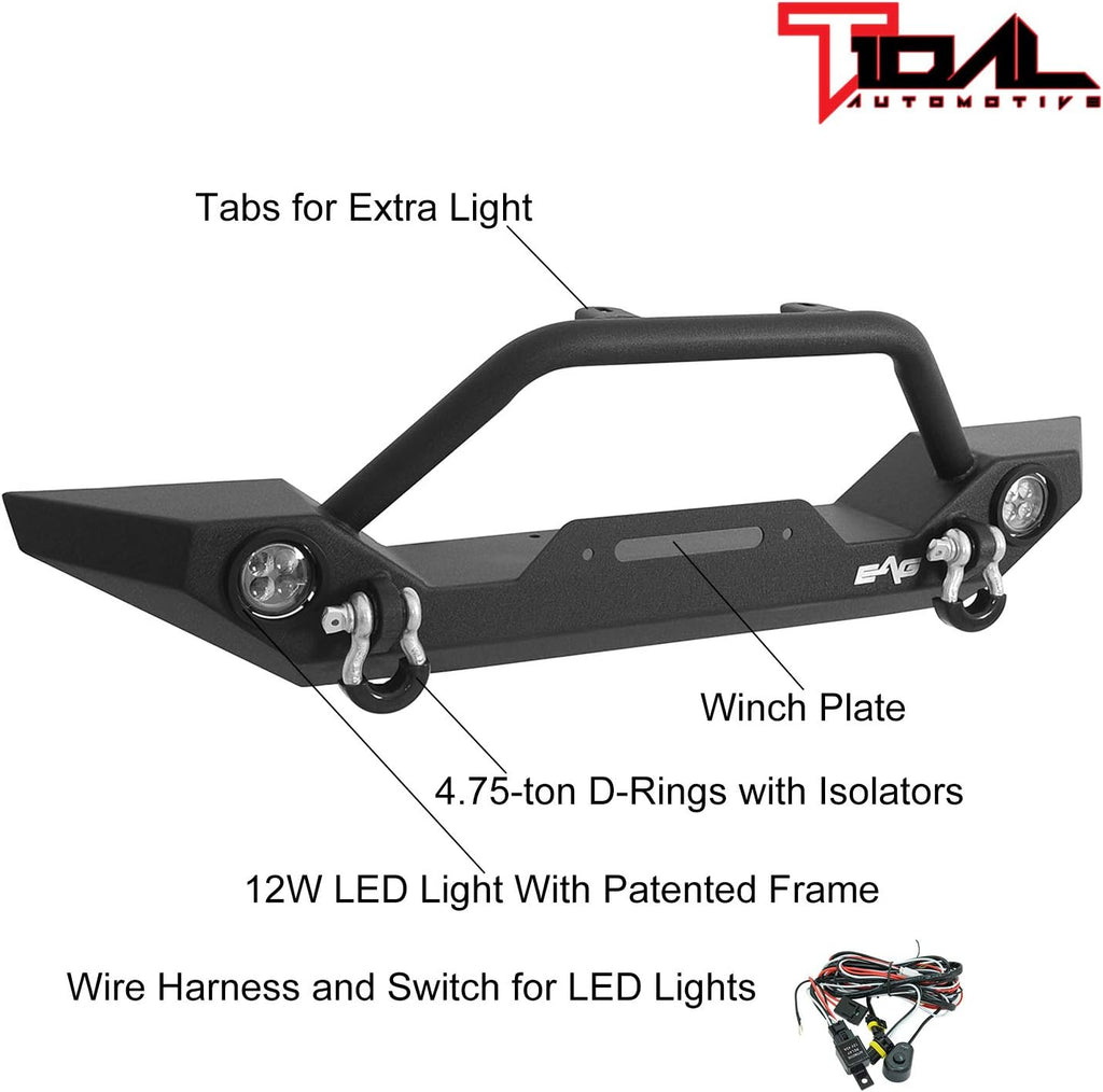 LED Light Front Bumper and Assembled Rear Bumper with Tire Carrier Combo D76021