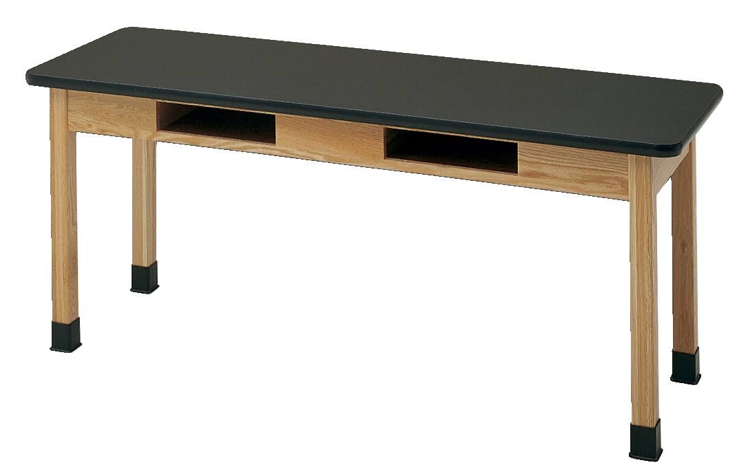 Oak Science Table with Book Compartments B848