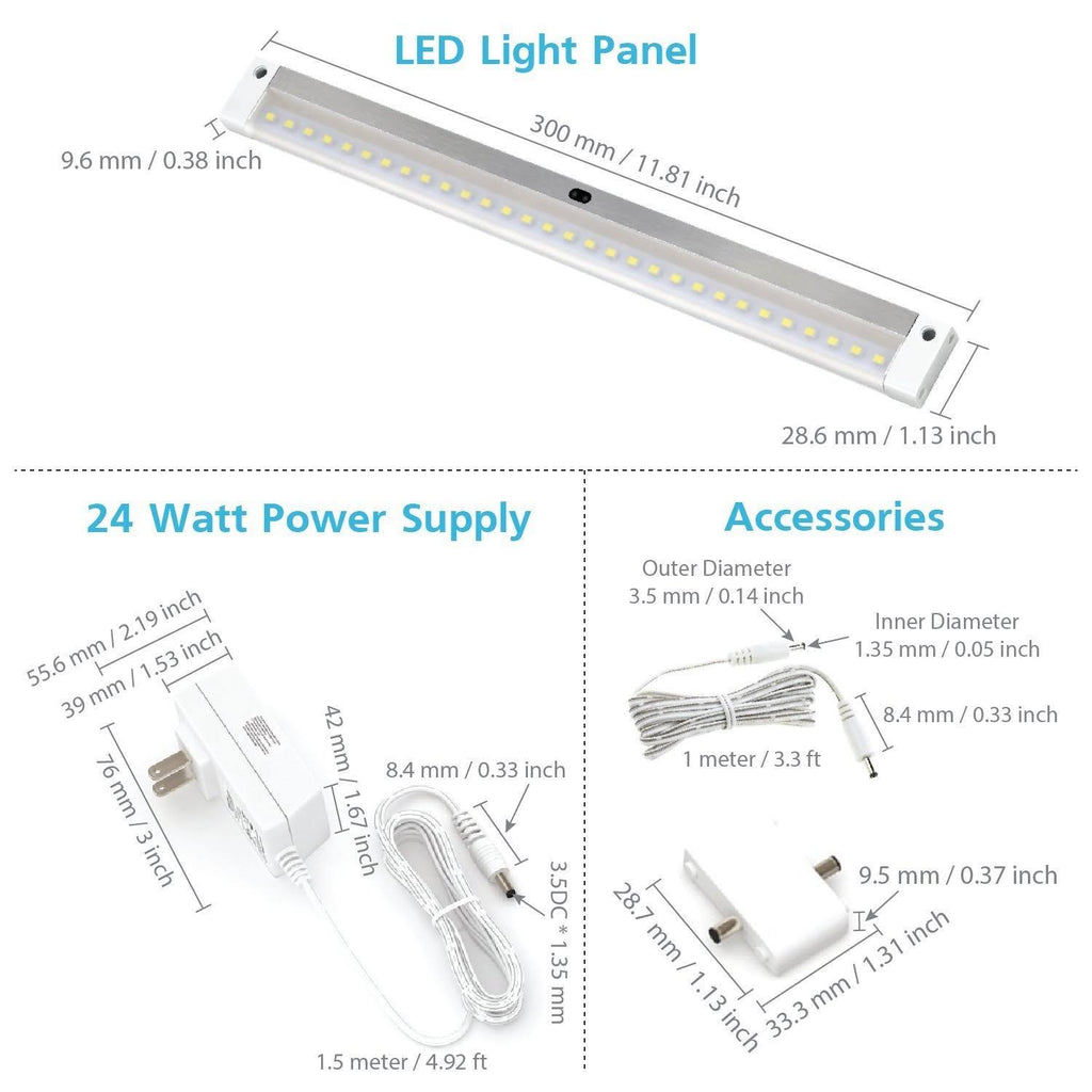 White Finish 6 Panels 12 inch LED Dimmable Under Cabinet Lighting Kit K9982