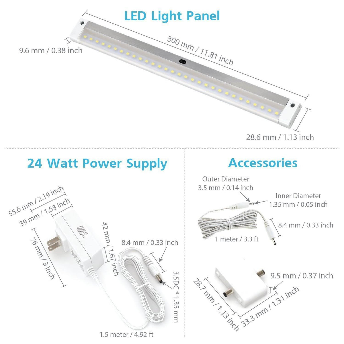 White Finish 6 Panels 12 inch LED Dimmable Under Cabinet Lighting Kit K9982