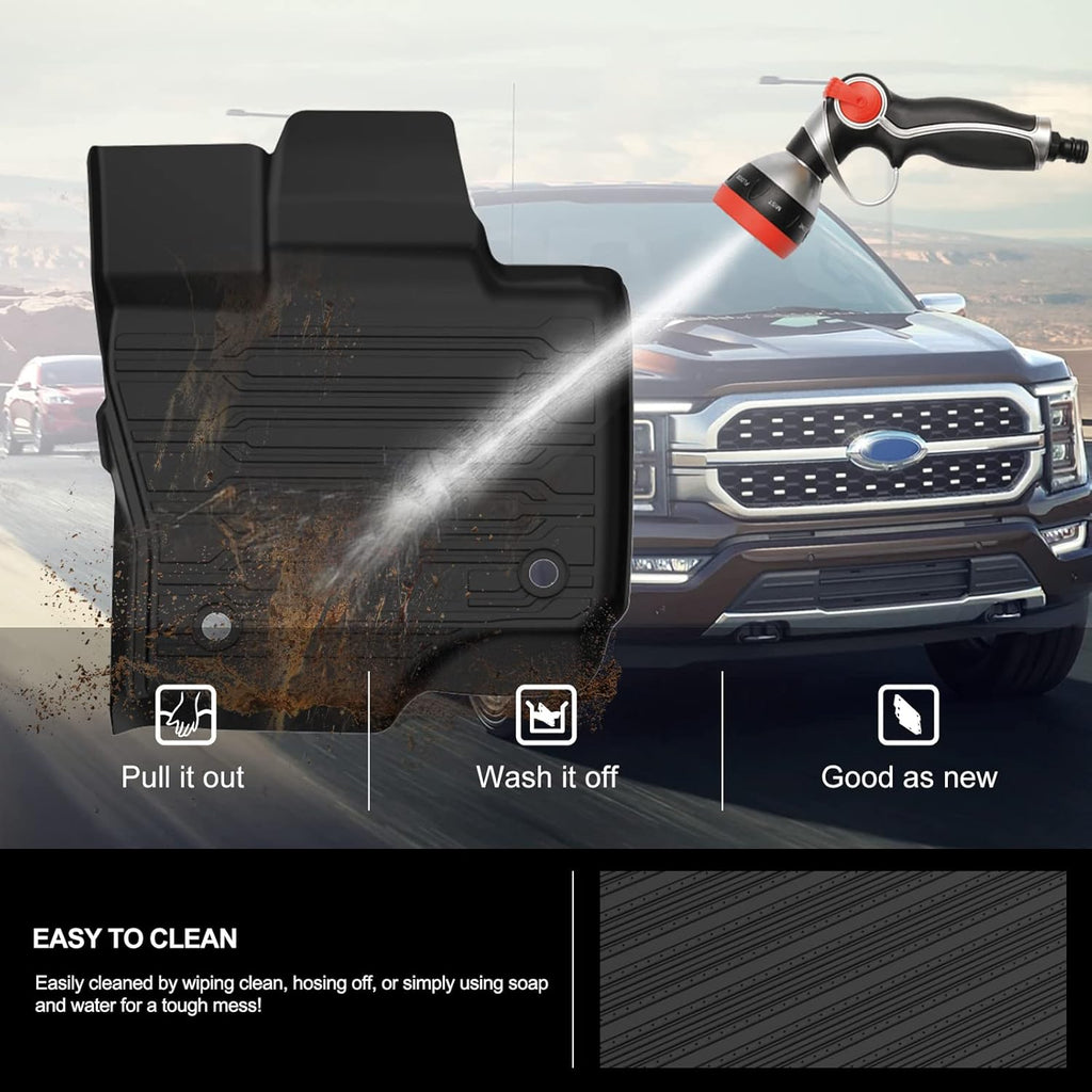F150 Floor Mats for 2021 2022 Ford F-150 SuperCrew Cab All Weather Custom Fit Liners F2760
