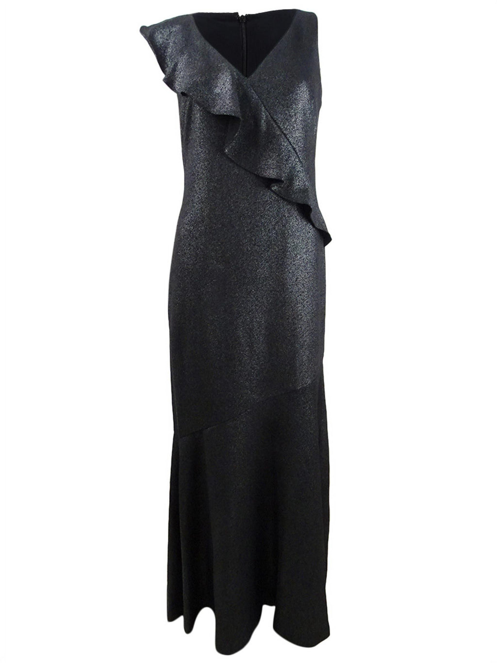 Metallic Ruffle-Trim Gown T679802