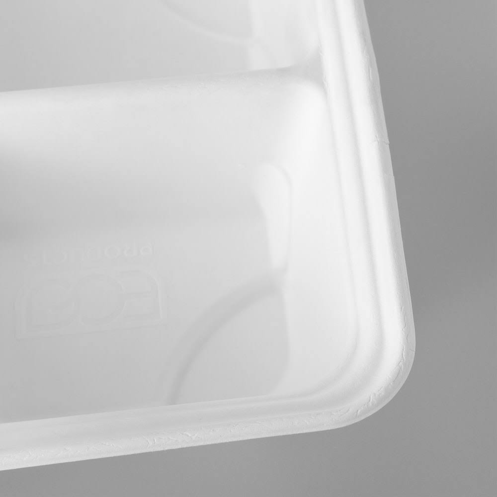 Sugarcane Half Pans, 4-Cmpt, 13 x 10 x 3, 200/Case C44693