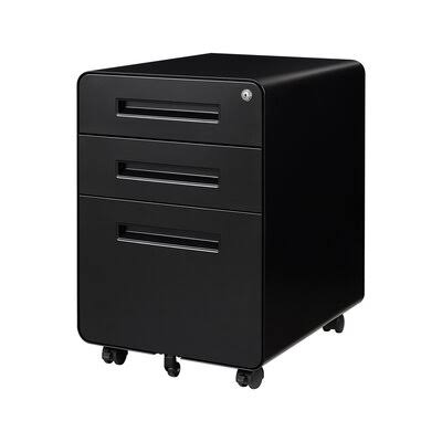 Black 3-Drawer Mobile Filing Cabinet Q9106