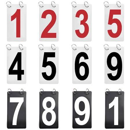 12 Sets Double Sides 0-9 Number Cards, 4 inch x 7 inch, Black / Red / White S118