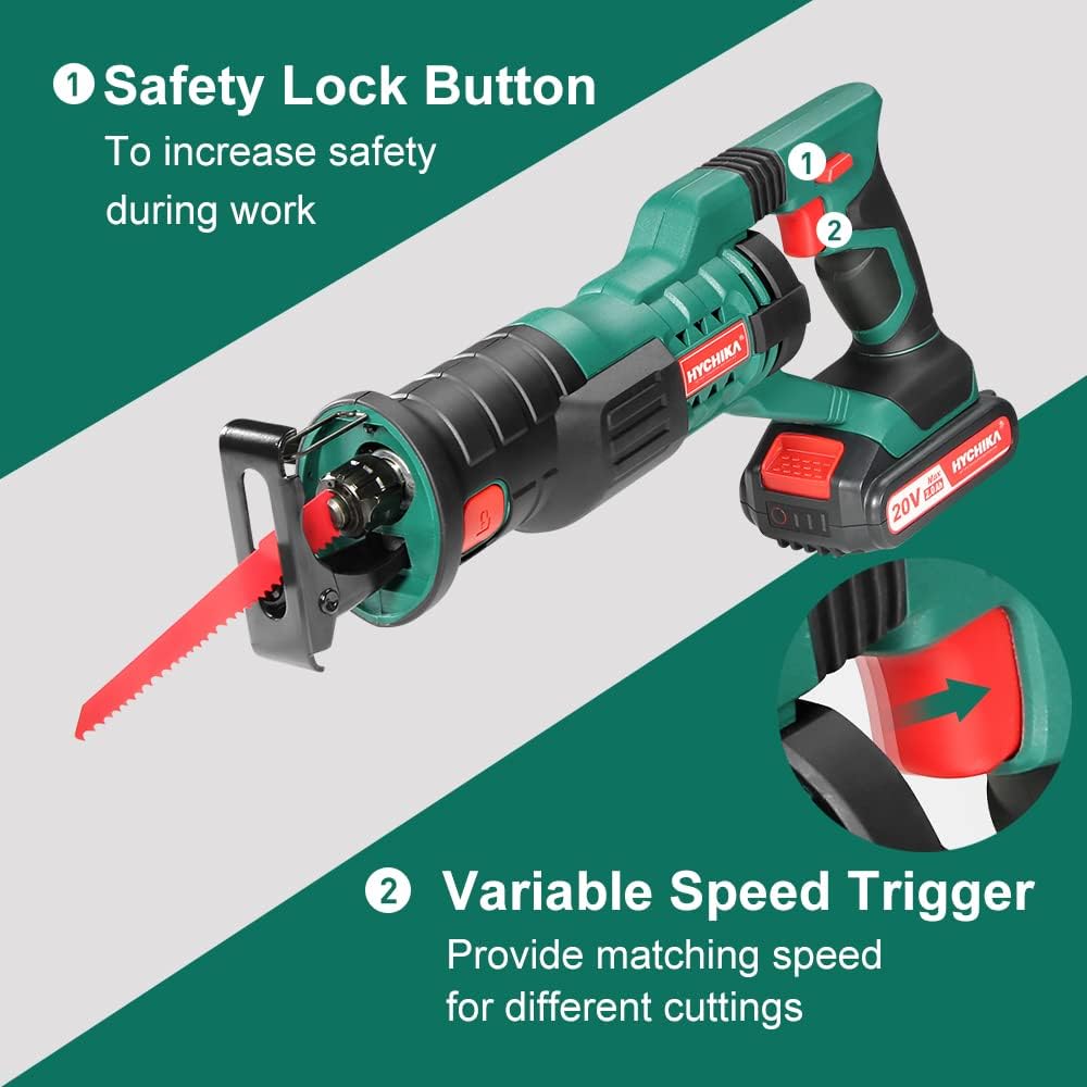 Cordless Reciprocating Saw 20V 2Ah 2 Batteries 4 Saw Blades M5157