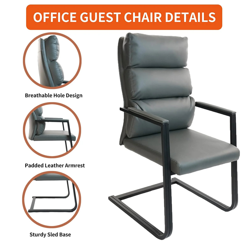 Gray 4 Pack Bonded Leather Office Guest Chair with Sled Base S847143