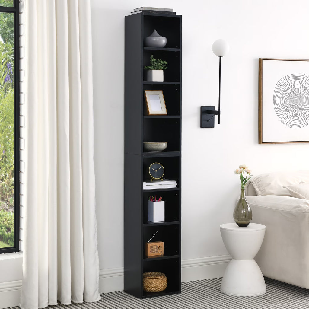 8-Tier Tall Narrow Bookcase with Adjustable Shelves M6941