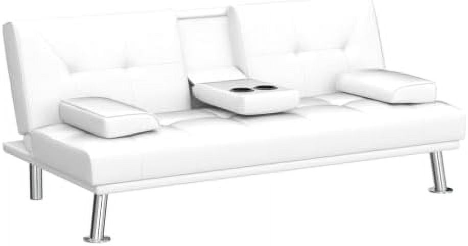 Brown Faux Leather Convertible Sofa Bed D513
