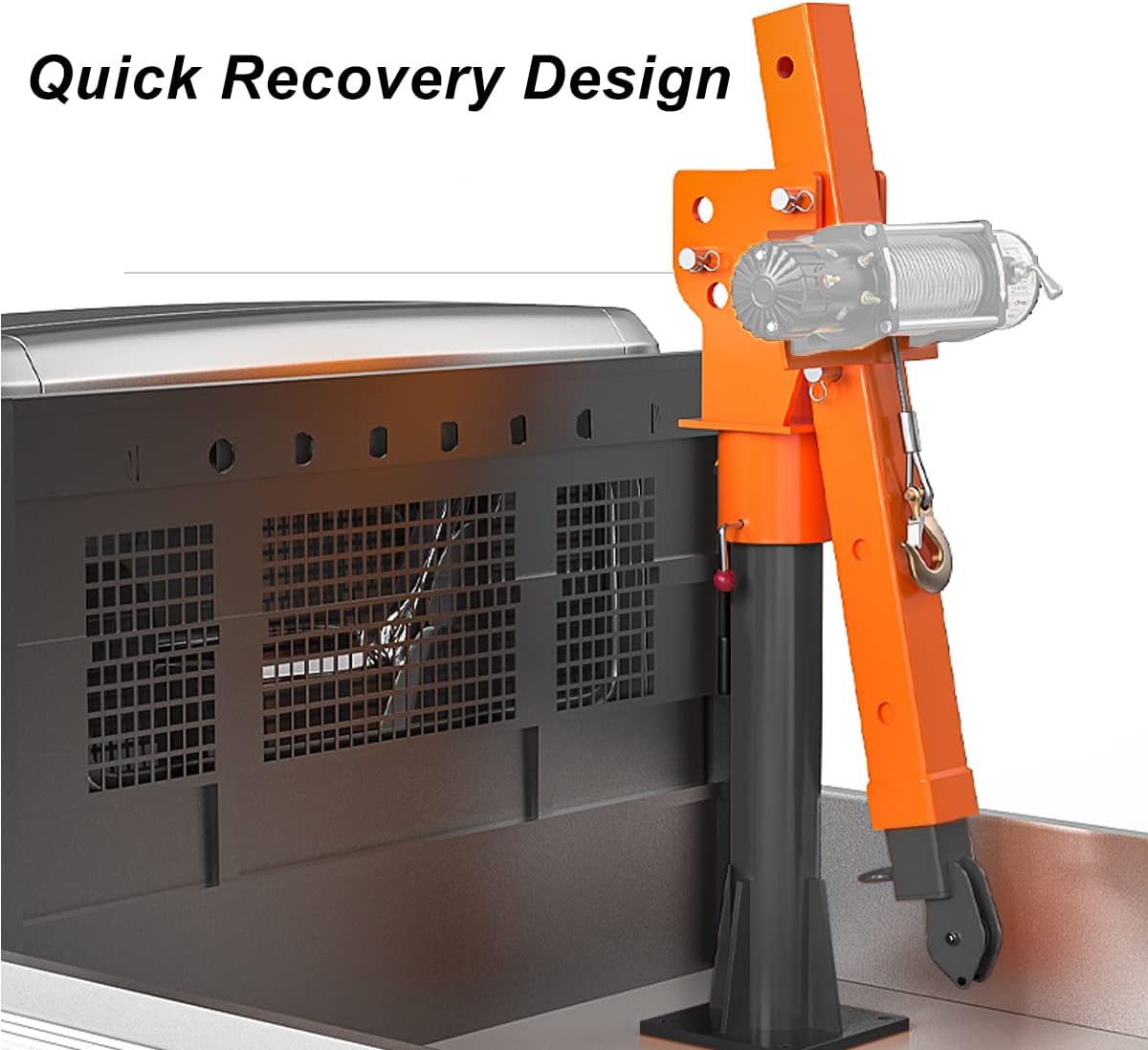 1100lb Folding Truck-Mounted Crane with Electric Winch 3500 lb 12V Painted Steel 360 Swivel R8251