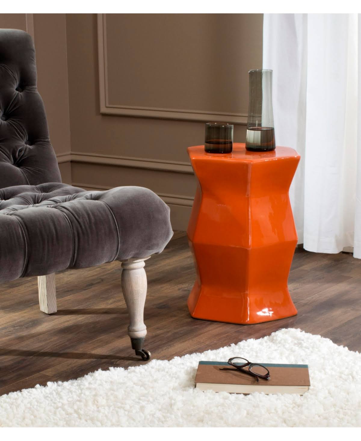 Gold Hexagon Garden Stool O9343