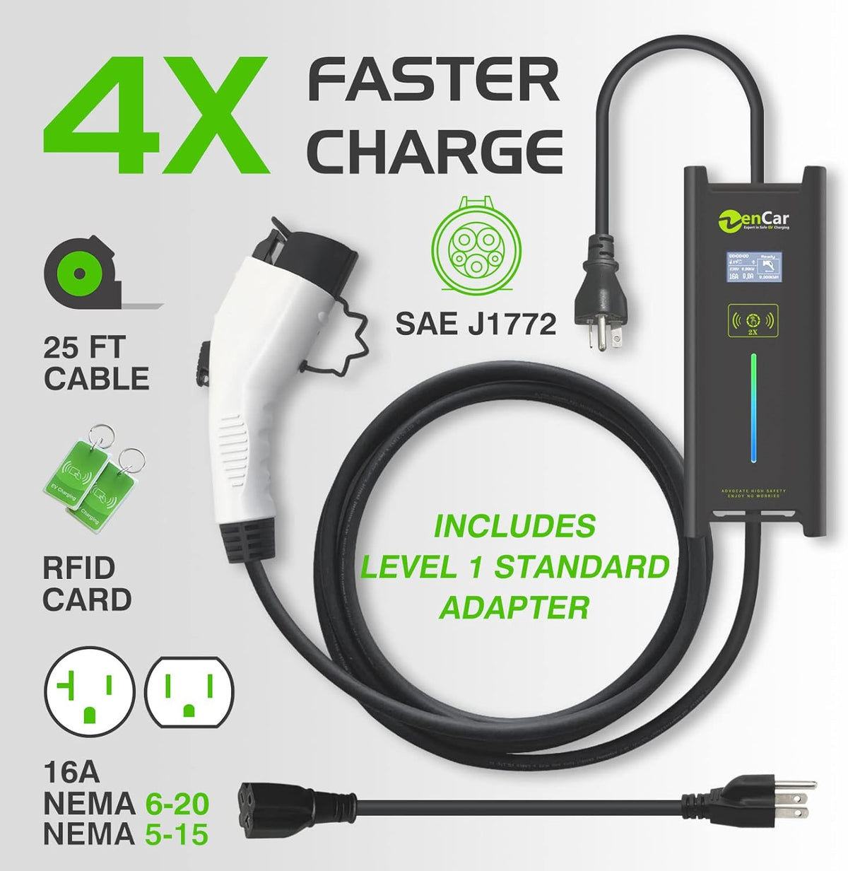 EV Charger with Cable Holder, Timing Delay, 230V, 16A, NEMA 6-20 Y9114