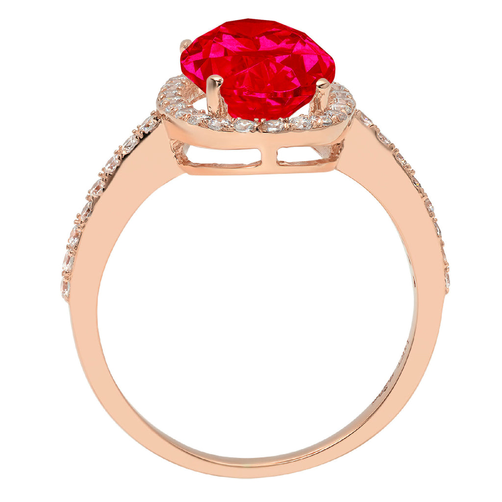 Oval Cut Red Simulated Ruby 14k Rose Gold Ring Size 10.5 V55909