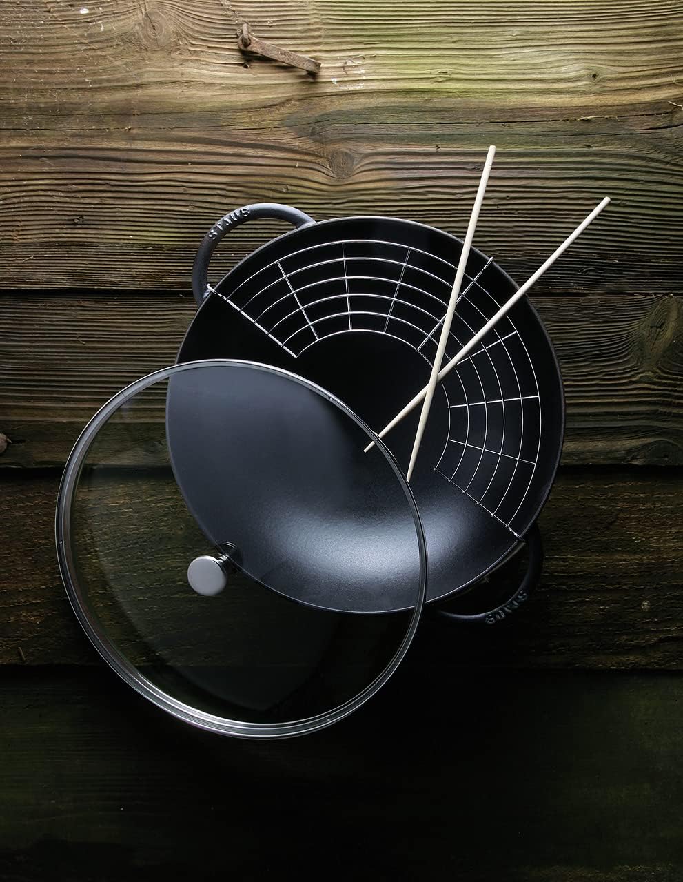 Black Matte Cast Iron Wok E392513