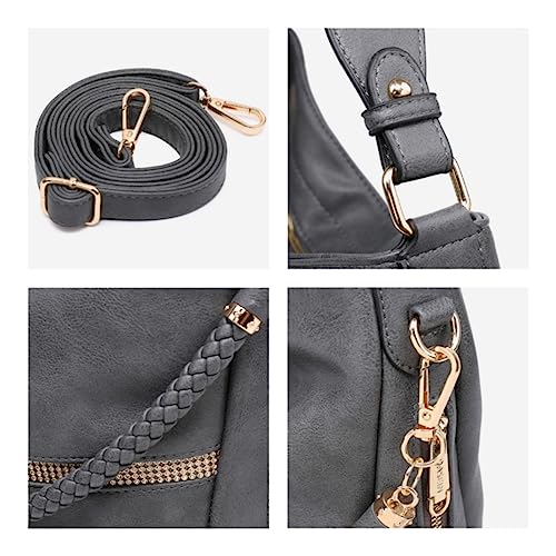 Vegan Leather Shoulder Bucket Tote Bag Set with Long Strap Z6752