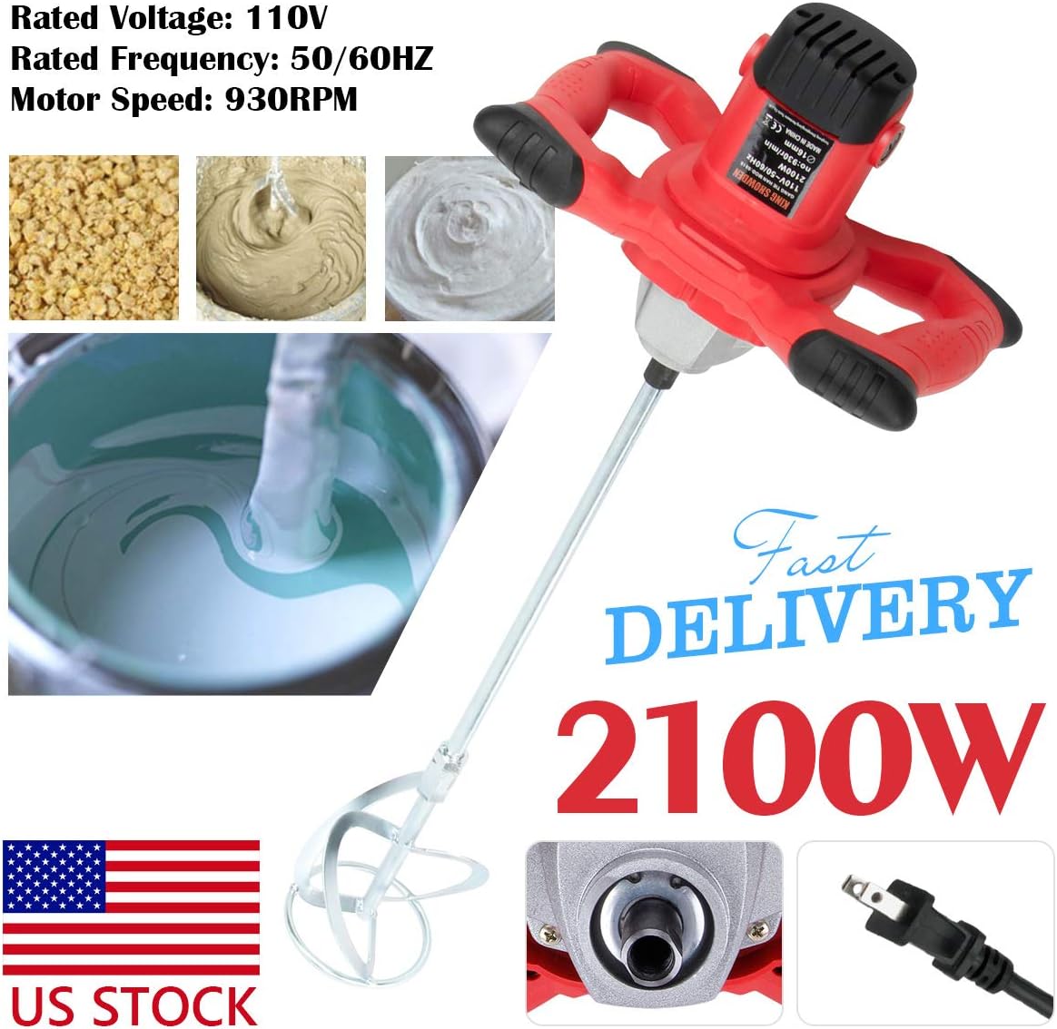 2100W Electric Mortar Mixer, 6-Speed, Pack of 2 Z720