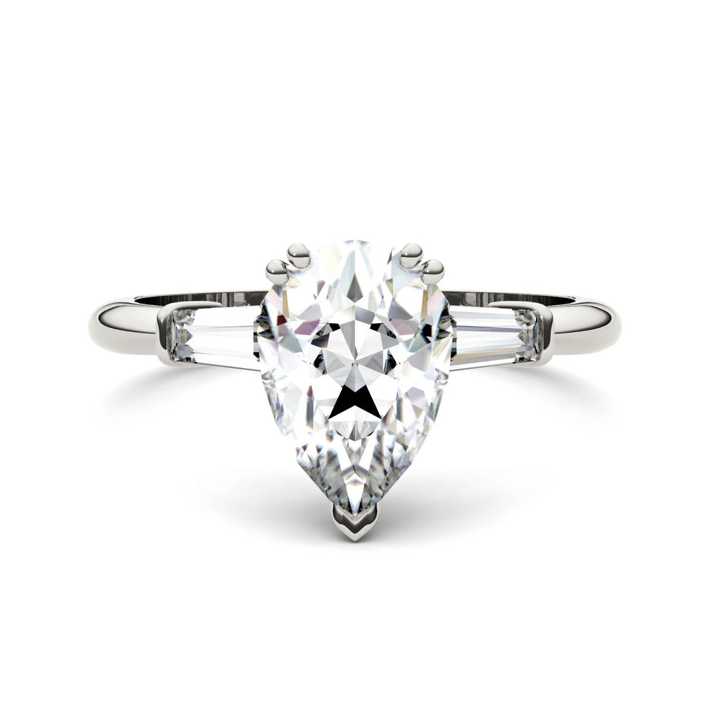 Pear Cut Moissanite Engagement Ring 2.47 DEW I290928