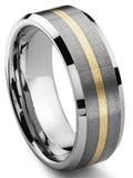 Titanium Tungsten Carbide 14K Gold Inlay Comfort Fit Mens Wedding Band Ring Sz 10.0 A627099