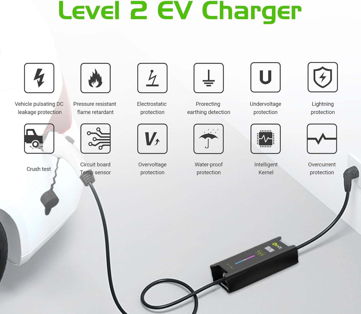 EV Charger with Cable Holder, Timing Delay, 230V, 16A, NEMA 6-20 Y9114