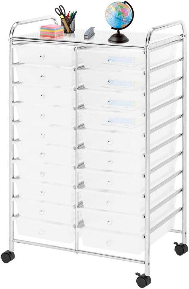 20-Drawer Rolling Storage Cart White L508
