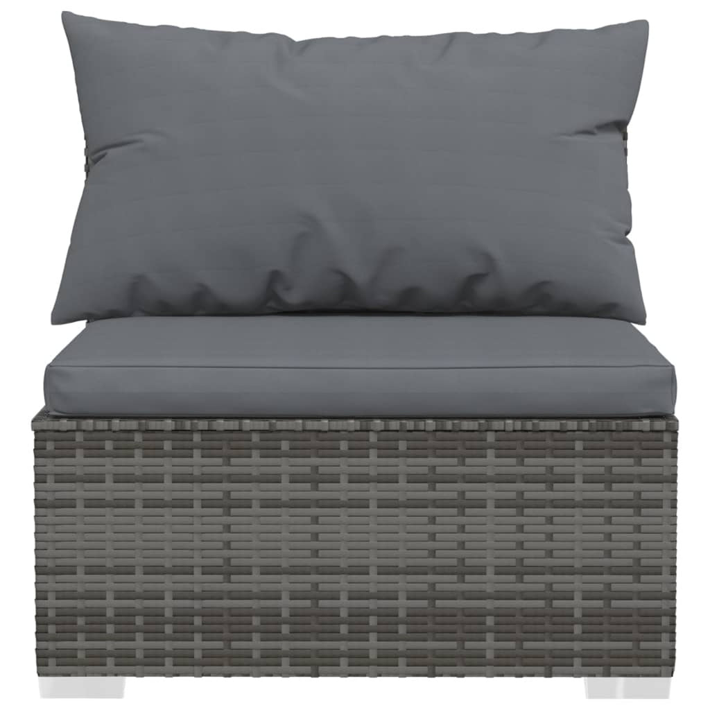 2 Piece Gray Poly Rattan Patio Lounge Set with Cushion and Pillow R6239