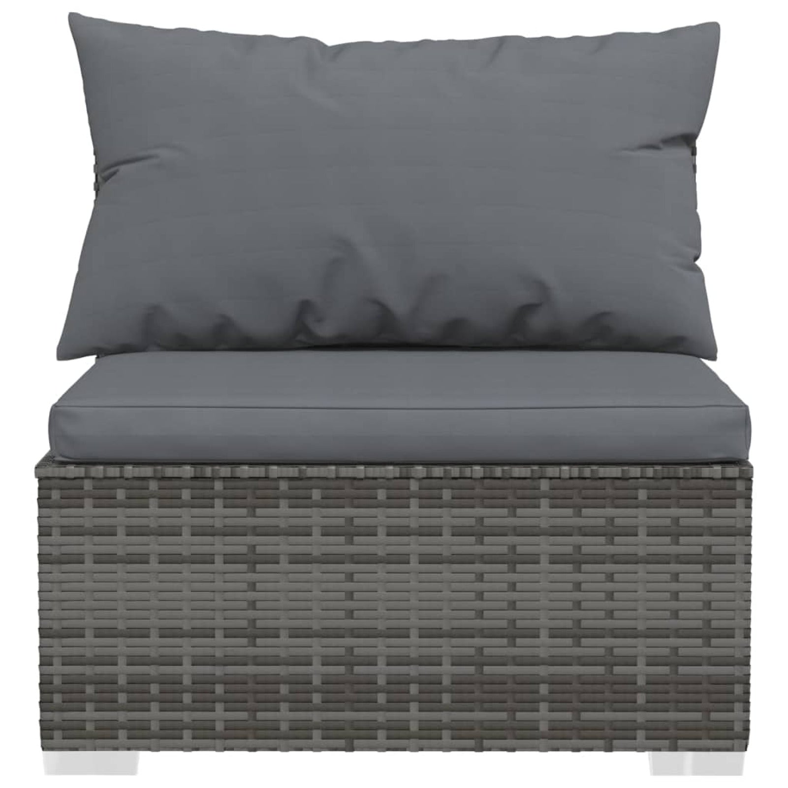 2 Piece Gray Poly Rattan Patio Lounge Set with Cushion and Pillow R6239
