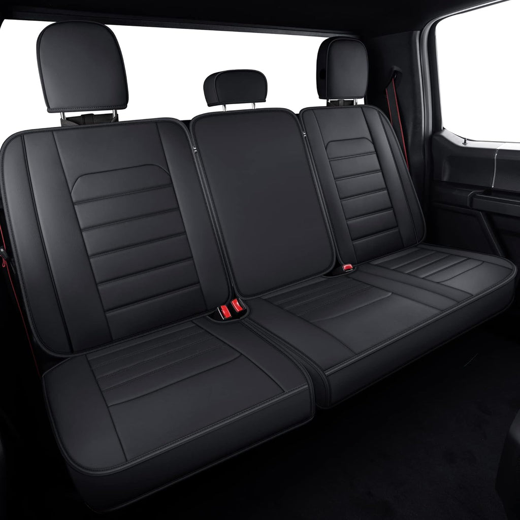 Black Rear Faux Leather Waterproof Back Seat Covers Q503