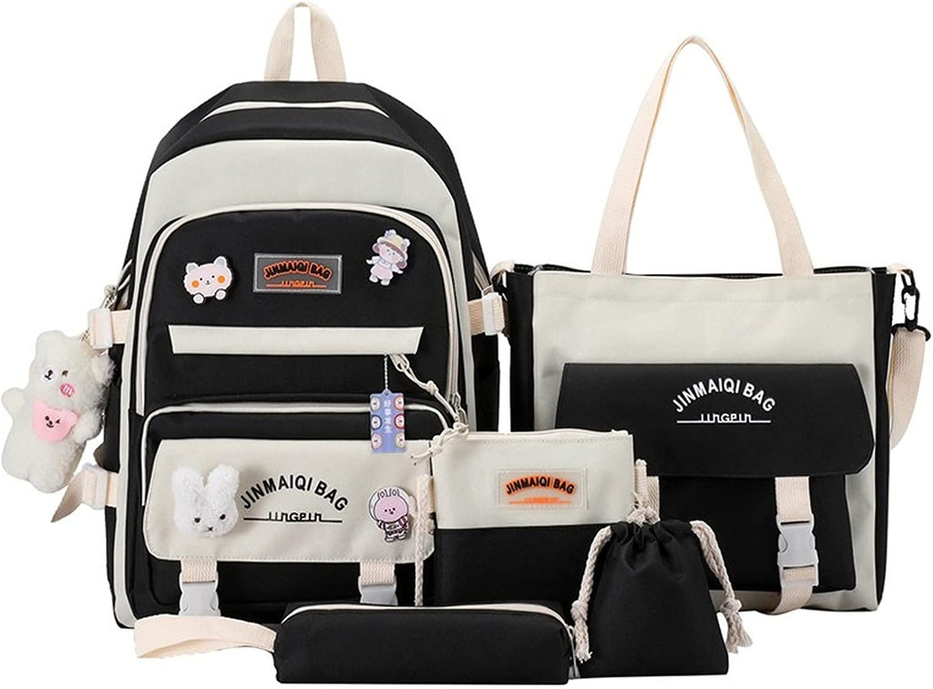 5Pcs Backpacks Combo Set with Bear Pendant & Pins Z4271