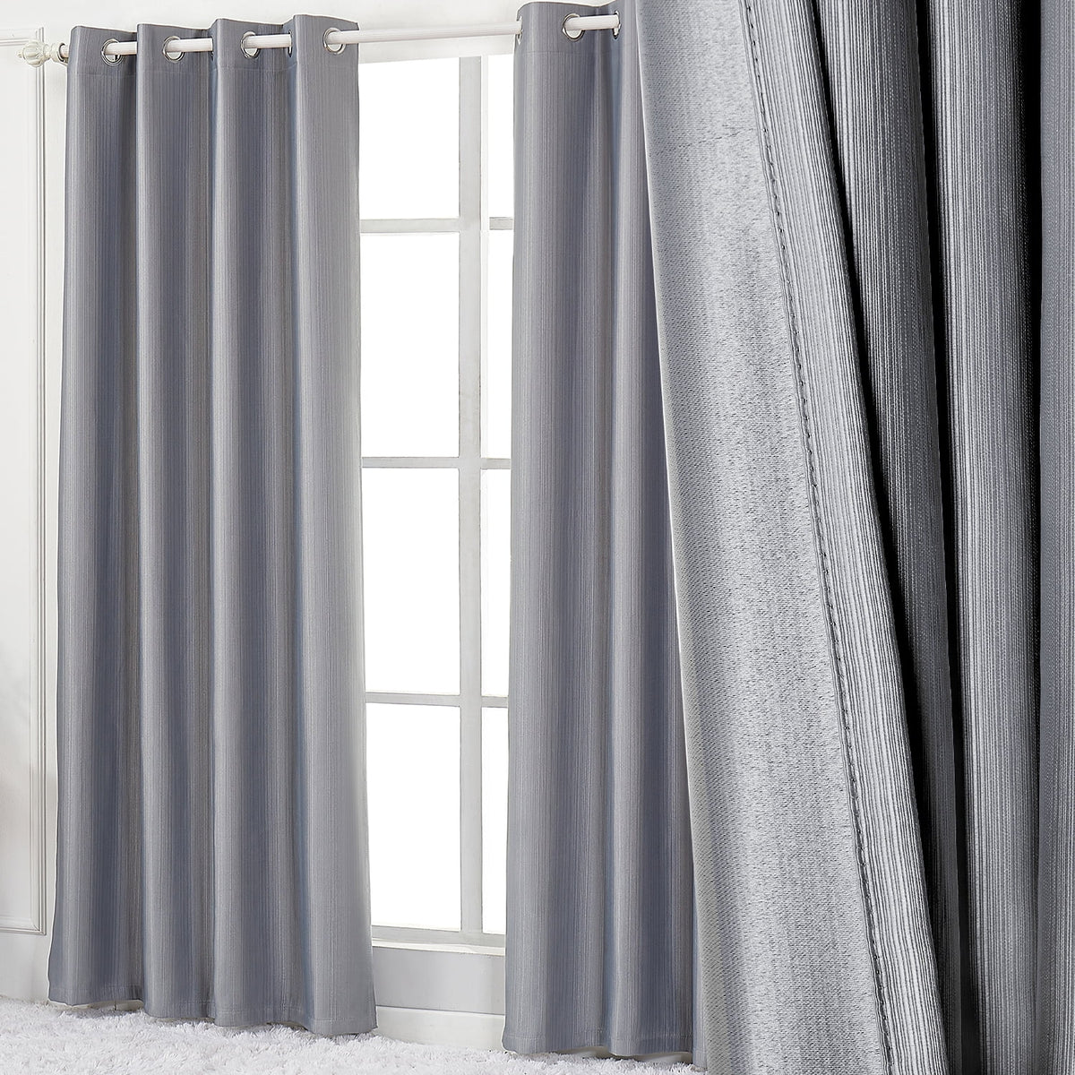 90% Blackout Curtains Set of 2 Panels, Light Gray, 52 x 84 inch I103269
