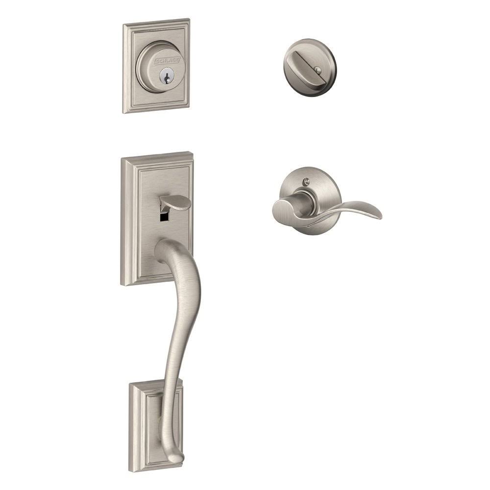 Satin Nickel Single Cylinder Handleset with Accent Lever H175888