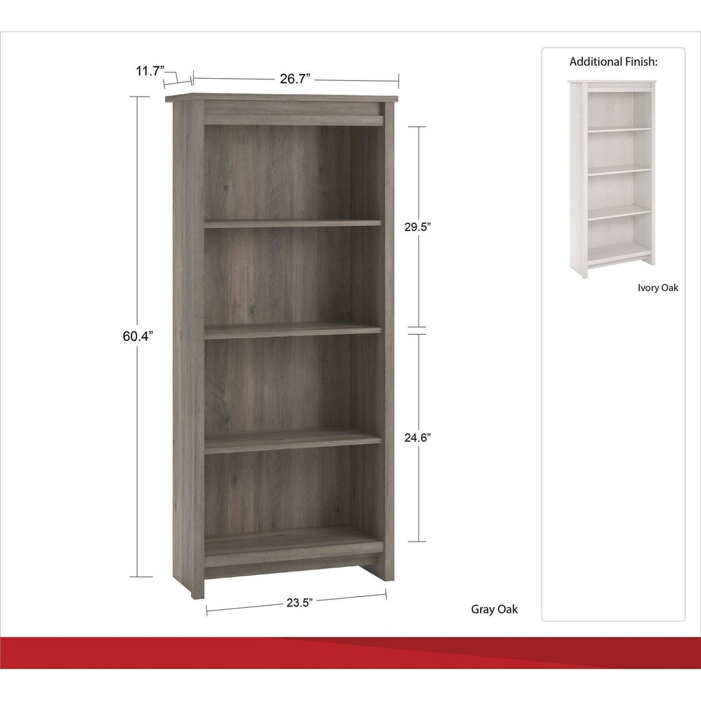 Ivory Oak 4 Shelf Bookcase P617
