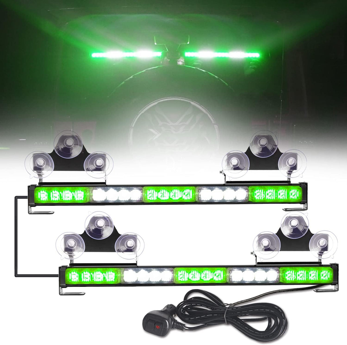 2 in 1 Amber White LED Traffic Advisor Strobe Light Bar Pack of 2 E473226